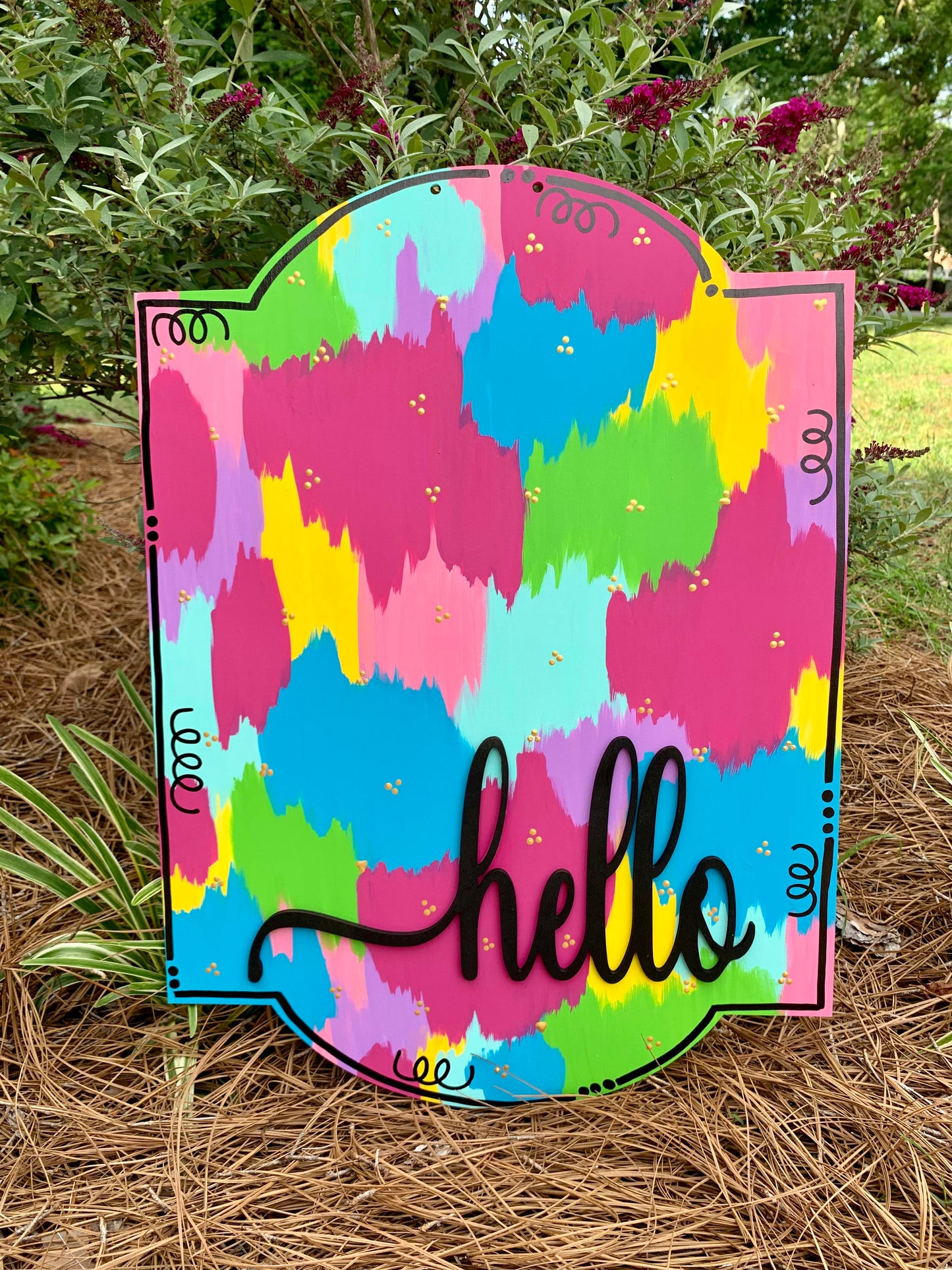 Hello Colorful Plaque