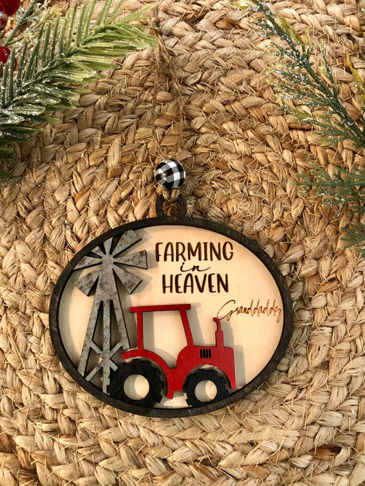 Tractor Memorial Ornament- Farming in Heaven