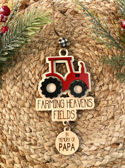 Tractor Memorial Ornament- Farming Heavens Fields