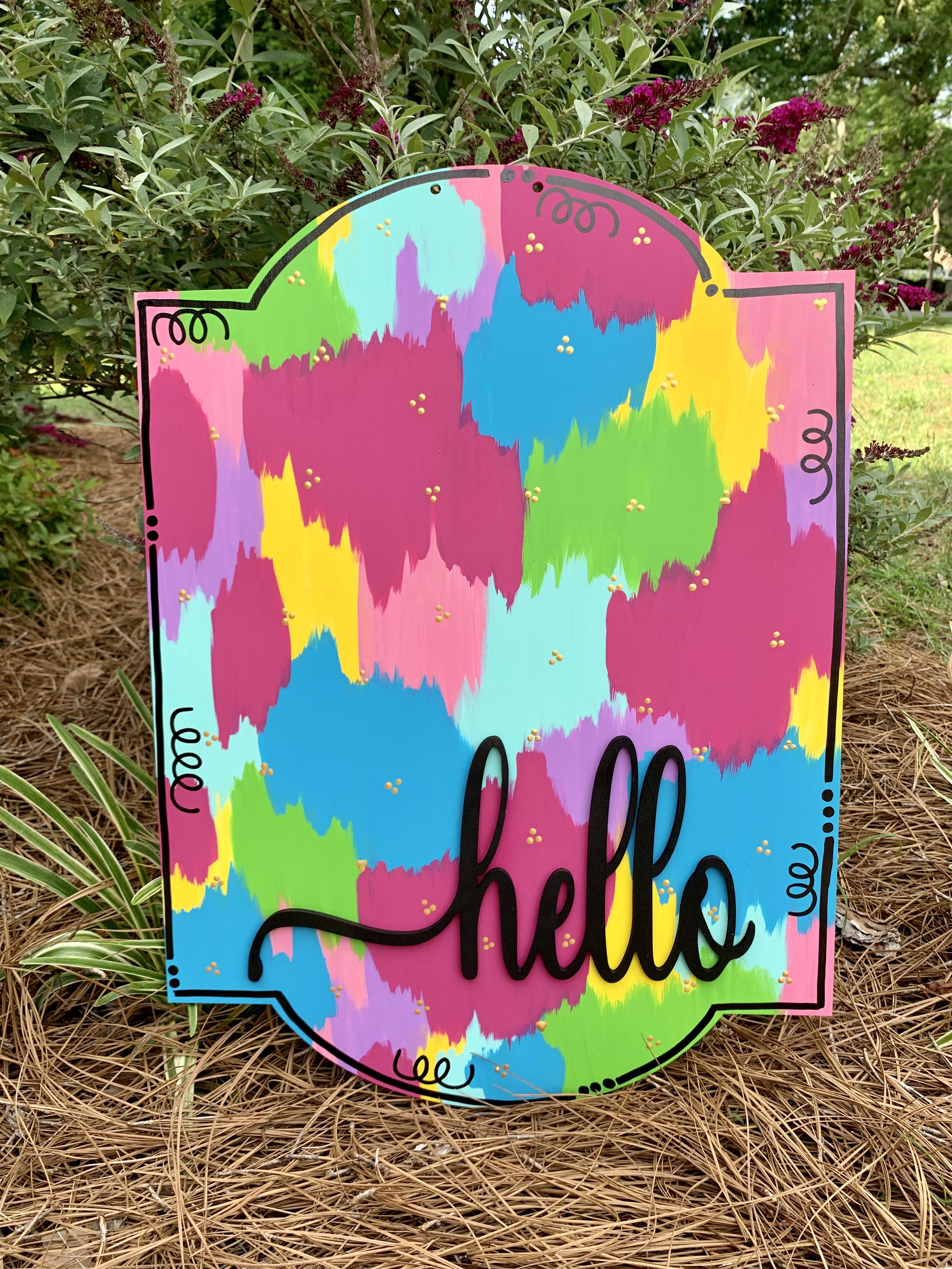 Hello Colorful Plaque – One Twenty-One Designs by Amber Gwynn