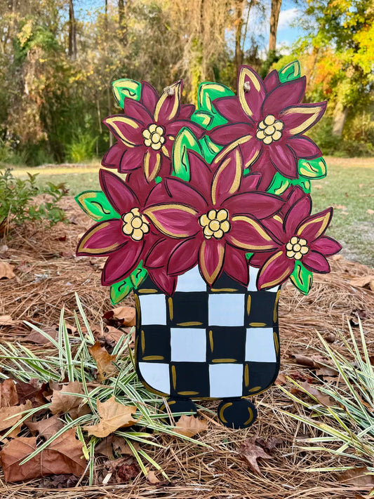 Checkered Poinsettia Pot